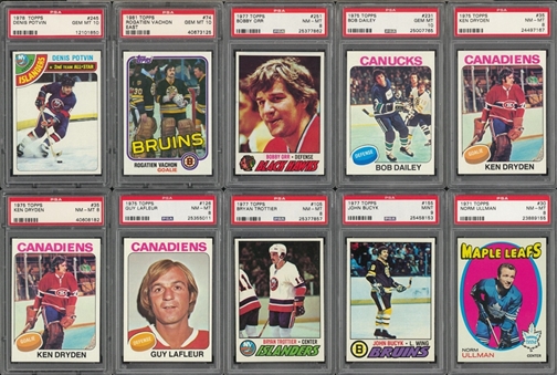 1969/70-1992/93 Topps and Assorted Brands Hockey PSA-Graded Collection (150) Including Hall of Famers